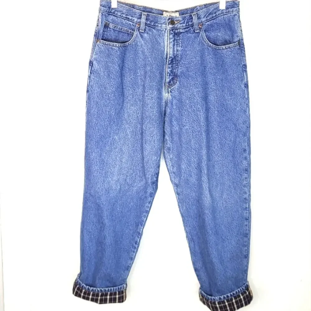 Vintage L.L. Bean Relaxed Fit Flannel Lined Jeans Size 36x30